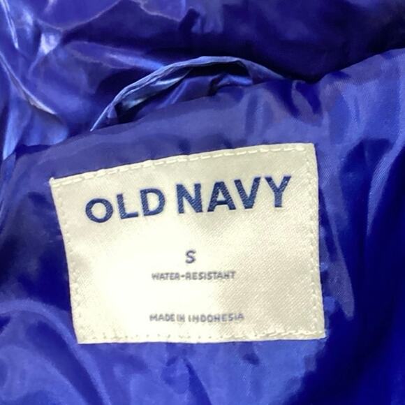 Old Navy Womens Blue Zip Water Resistant Shiny Quilted Puffer Vest Coat Jacket S - Picture 6 of 7